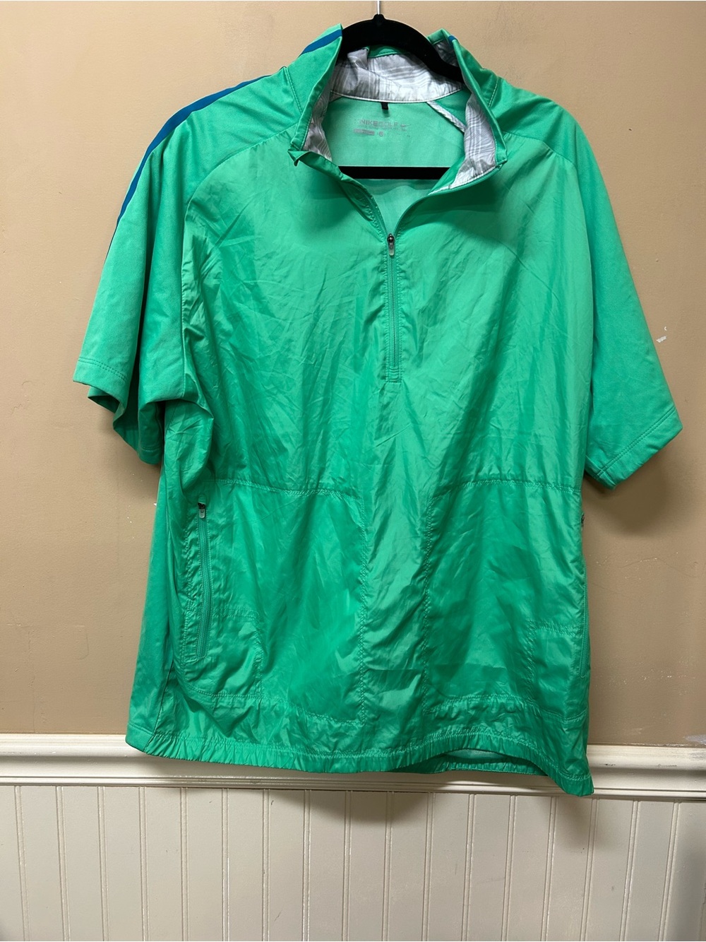Nike Golf Jacket Mens XL Green  1/2 Zip Windbreaker Short Sleeve 582789-338